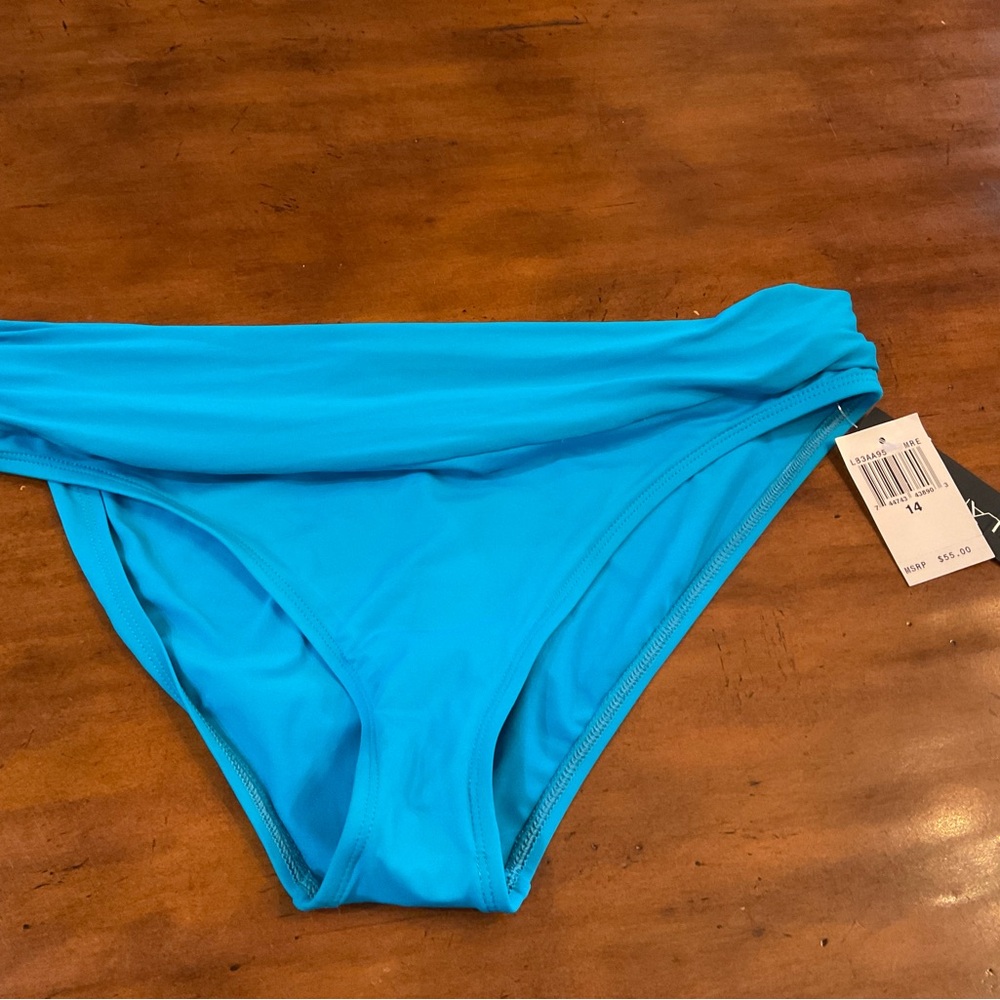 Women’s La Blanca, Carribbean Blue Swim Bottoms.  New with Tags Size 14